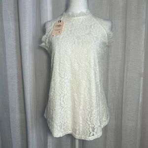 Boutique Cream Lace Halter Blouse